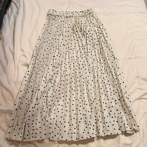OAK + FORT Cream Pleated Polka Dot A-Line Skirt